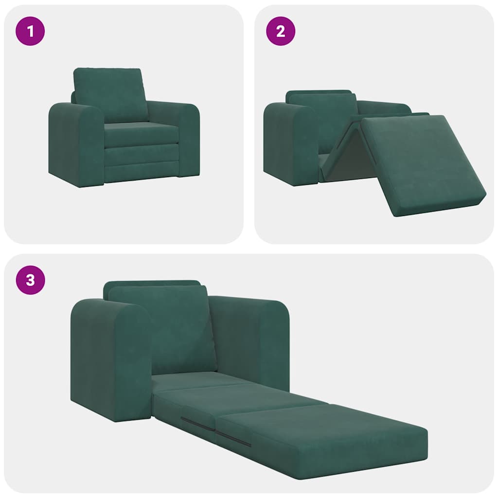 Divano Letto 2-in-1 Verde Scuro 98x71x83 cm 4106668