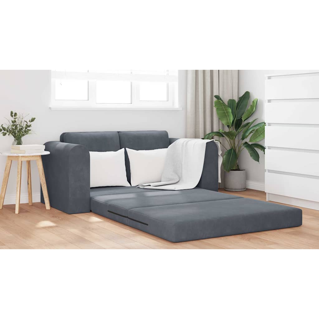 Divano Letto Aperto 2 in 1 Grigio Scuro 148x71x83 cm Velluto 4106685