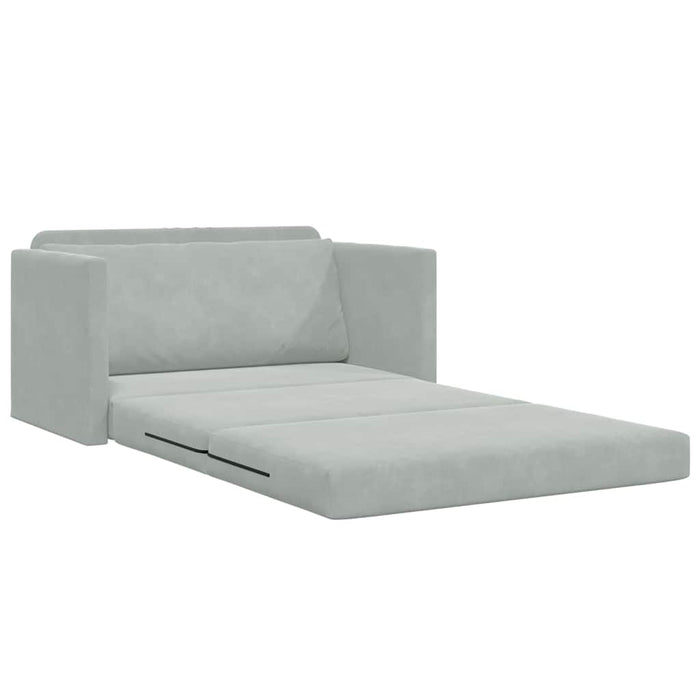 Divano Letto a Terra 2-in-1 Grigio Chiaro 124x204x61 cm Velvet 4106702