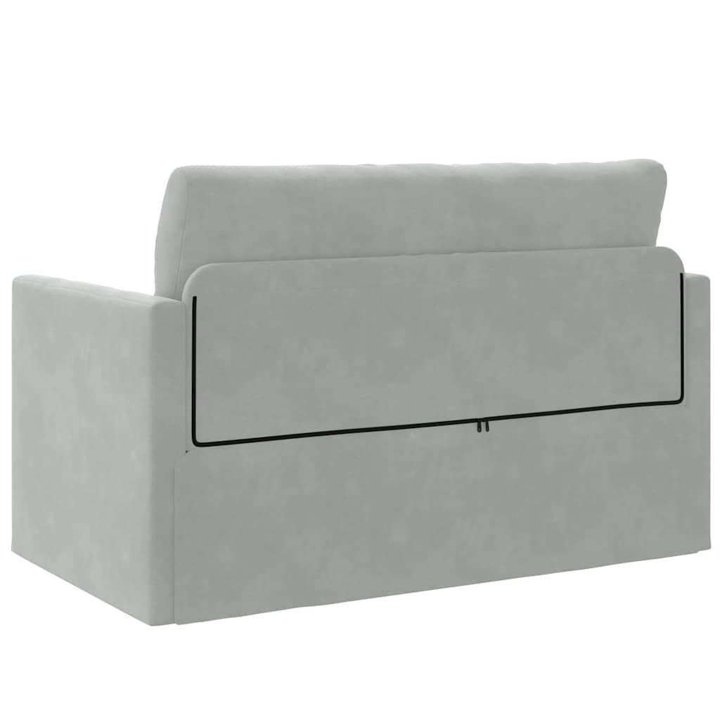 Divano Letto a Terra 2-in-1 Grigio Chiaro 124x204x61 cm Velvet 4106702