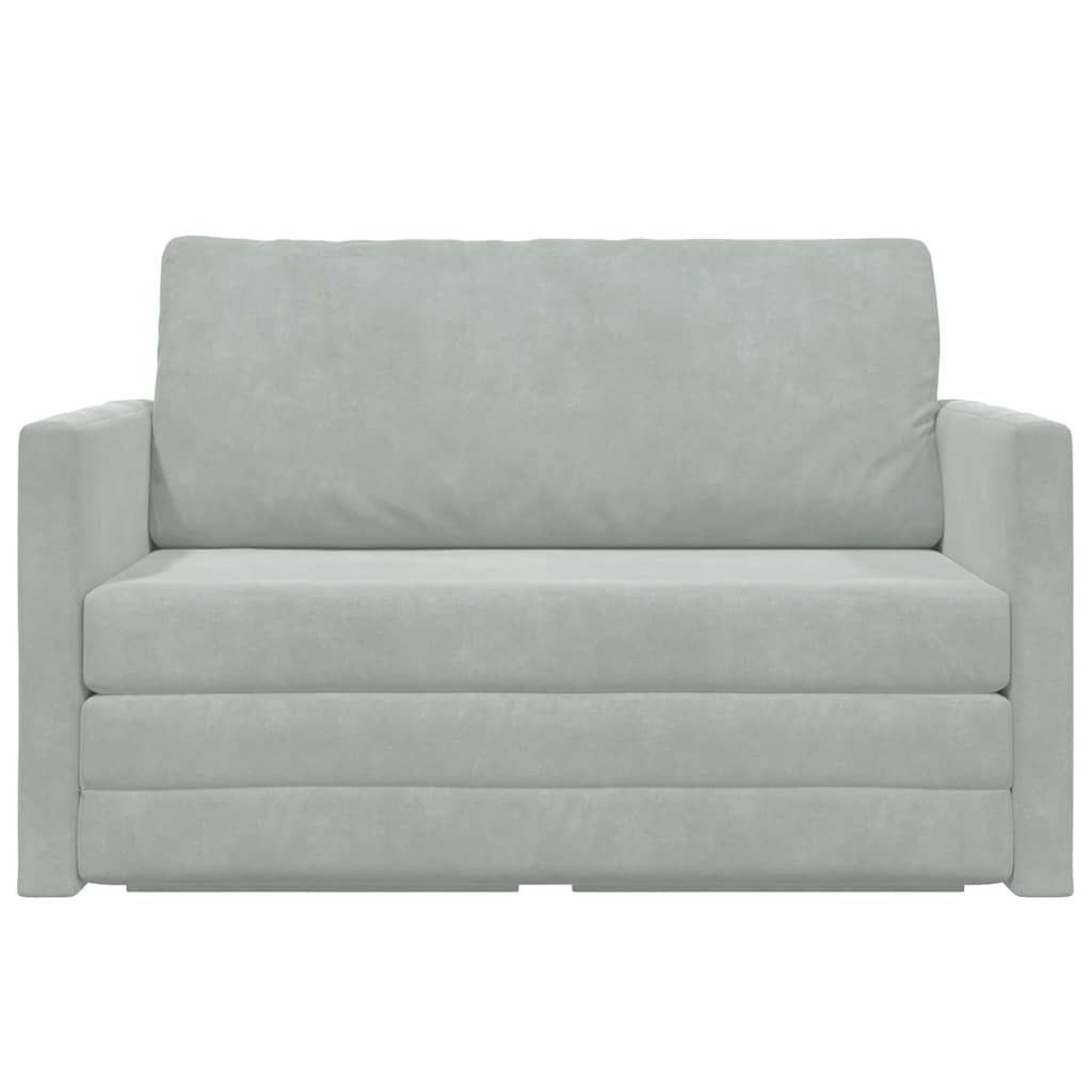 Divano Letto a Terra 2-in-1 Grigio Chiaro 124x204x61 cm Velvet 4106702