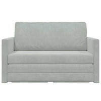 Divano Letto a Terra 2-in-1 Grigio Chiaro 124x204x61 cm Velvet 4106702