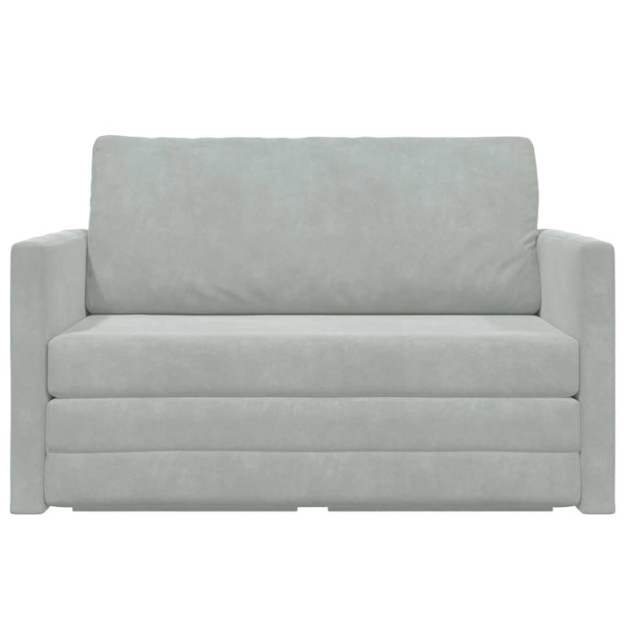 Divano Letto a Terra 2-in-1 Grigio Chiaro 124x204x61 cm Velvet 4106702