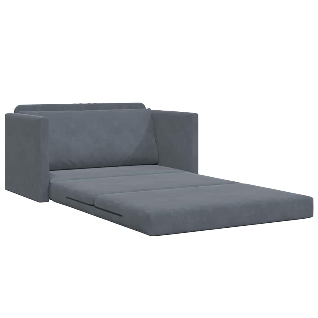 Divano Letto a Terra 2-in-1 Grigio Scuro 124x204x61 cm Velluto 4106703
