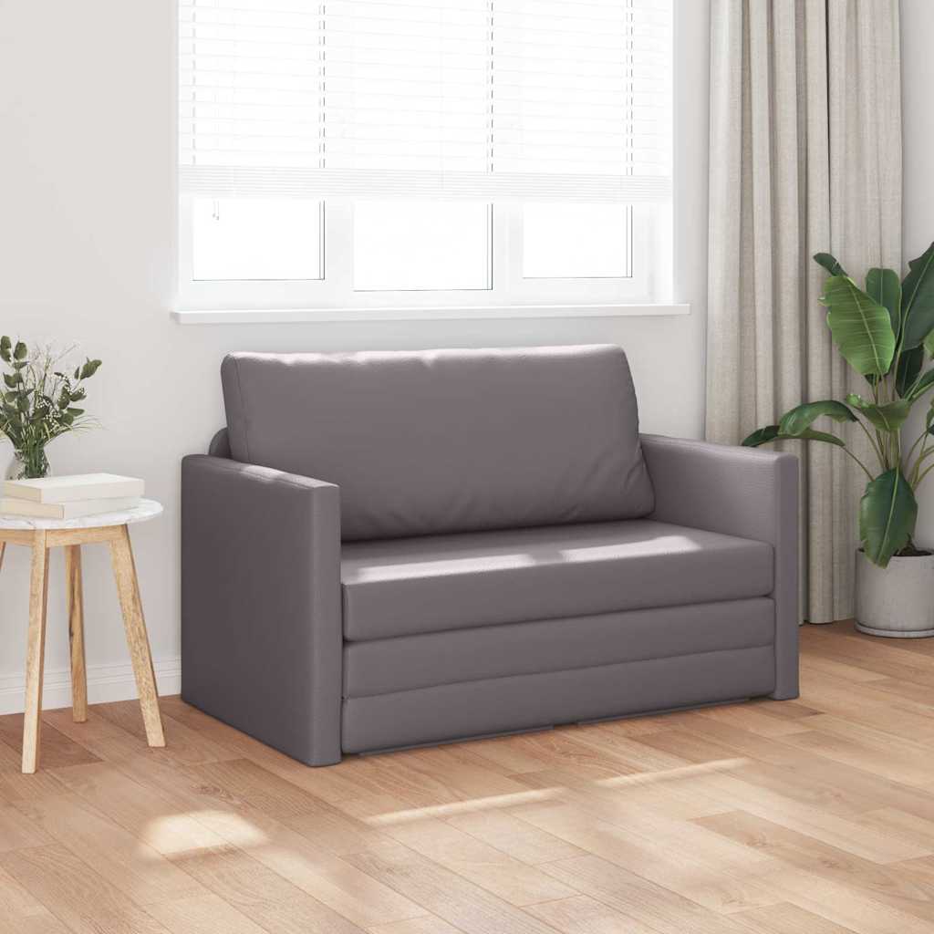 Divano Letto da Pavimento 2 in 1 Grigio 124x71x78 cm Pelle Sintetica 4106710