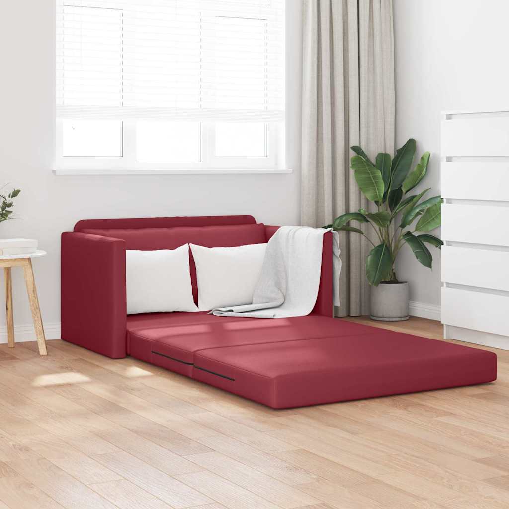 Divano a Terra Letto 2 in 1 Rosso Vino 124x71x78 cm Pelle Artificiale 4106711
