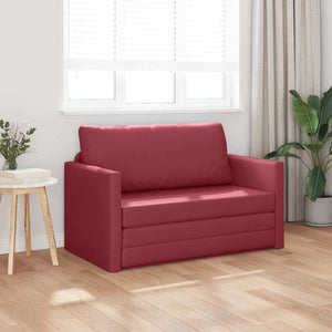 Divano a Terra Letto 2 in 1 Rosso Vino 124x71x78 cm Pelle Artificiale 4106711