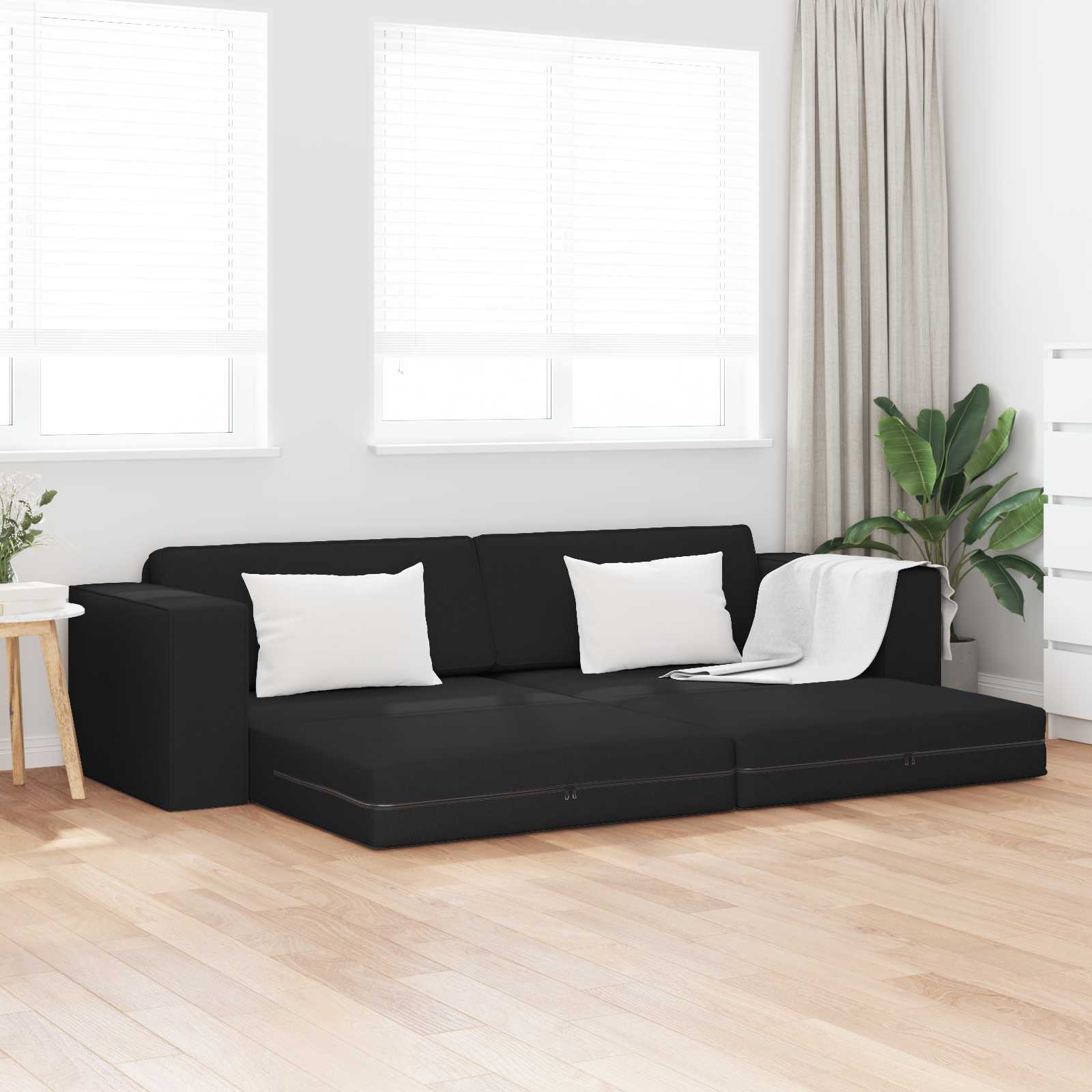 Divano letto 200cm Nero Tessuto 4106717