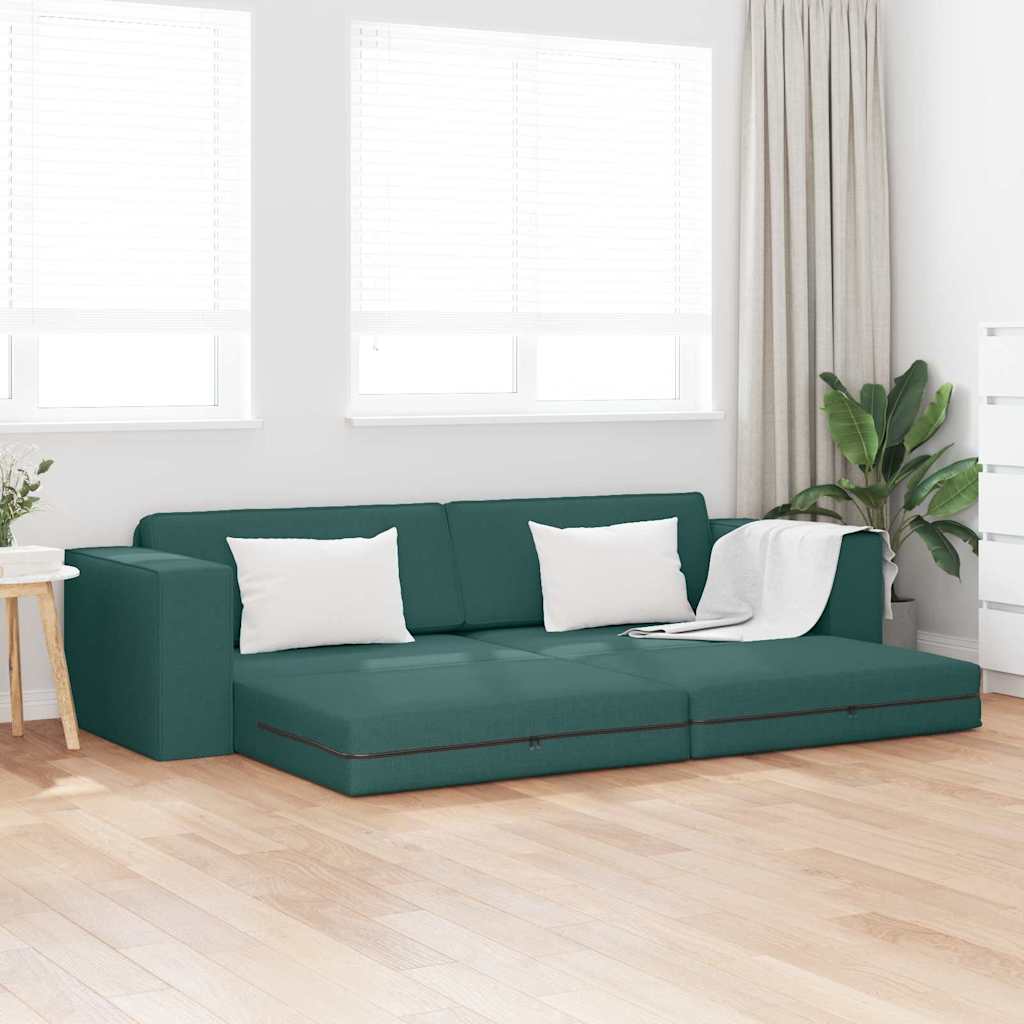 Divano Letto Pavimento 2-in-1 Verde Scuro 245x150x60.5 cm Tessuto 4106719
