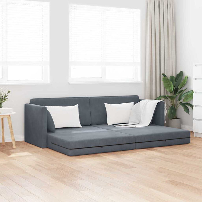 Divano-letto da pavimento Grigio scuro 213 x 76 x 77 cm Velluto 4106727