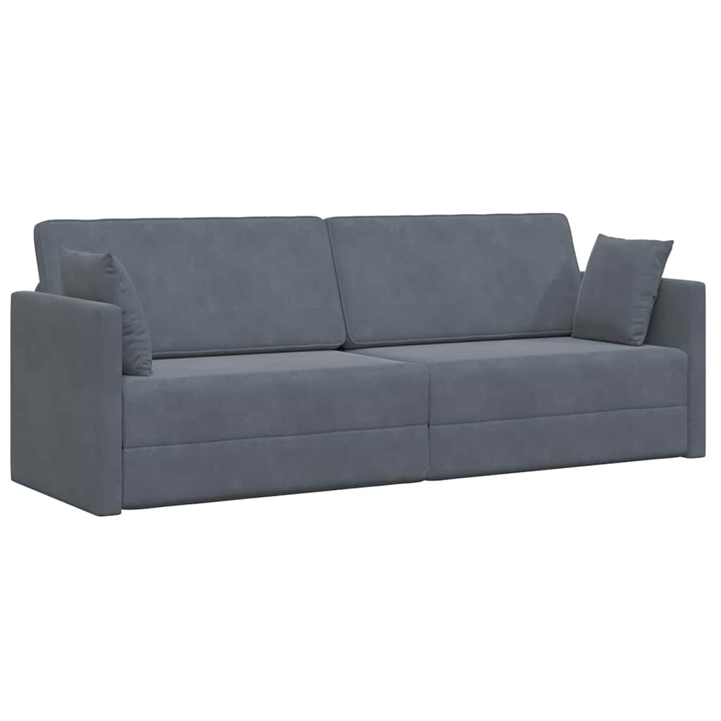 Divano-letto da pavimento Grigio scuro 213 x 76 x 77 cm Velluto 4106727