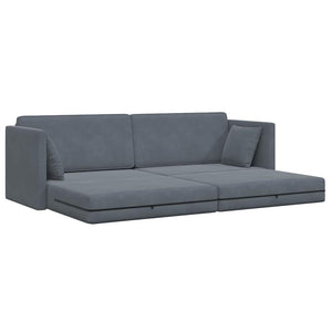 Divano-letto da pavimento Grigio scuro 213 x 76 x 77 cm Velluto 4106727
