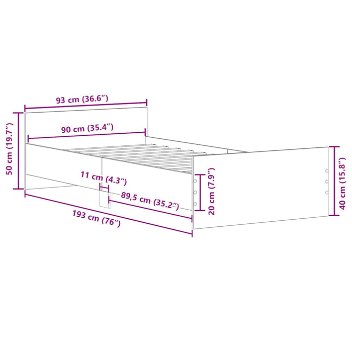 Giroletto senza Materasso Legno Antico 90x190cm in Truciolato 857478