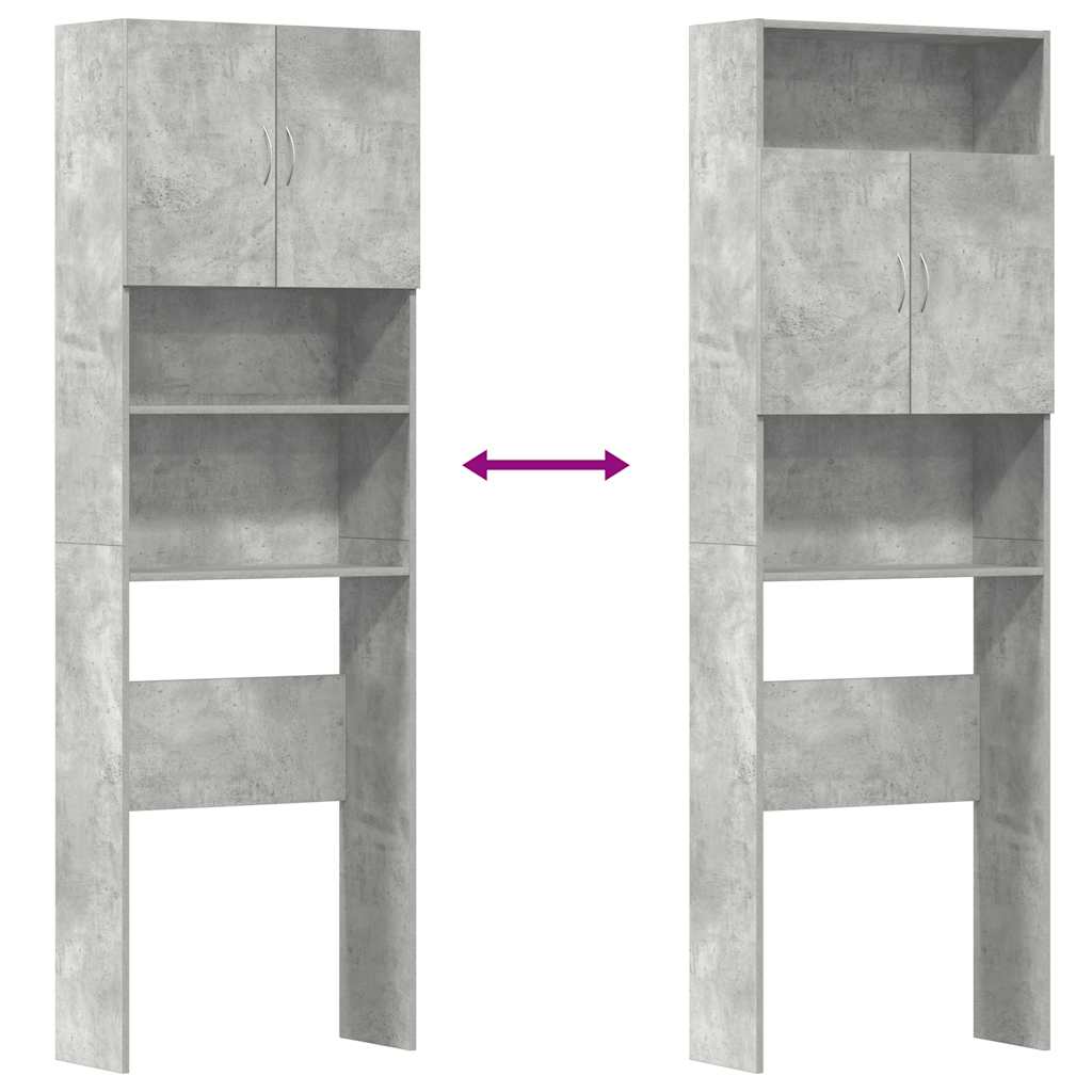 vidaXL Mobile Lavatrice Grigio Cemento 64x24x190 cm Legno Multistrato