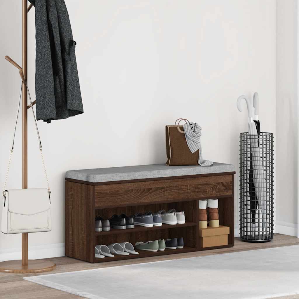 Scarpiera Rovere Marrone 102x30,5x45 cm in Legno Multistrato