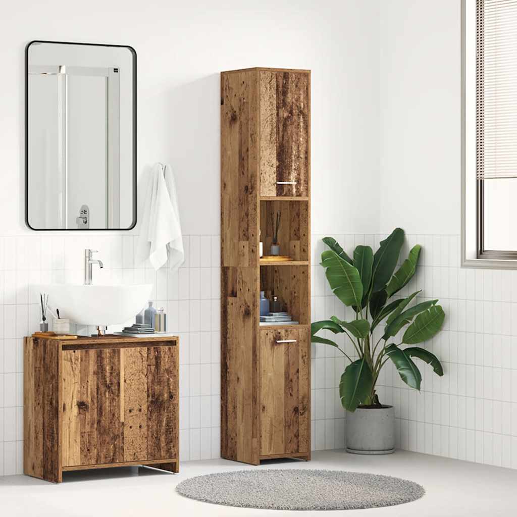 vidaXL Mobile da Bagno Legno Antico 30x30x183,5 cm in Legno tecnico