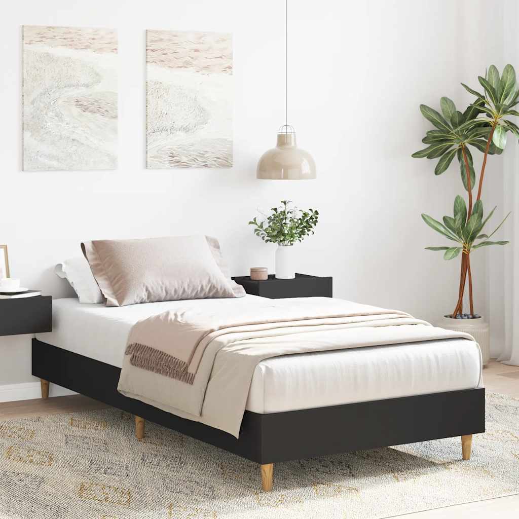 Giroletto senza Materasso-Struttura Letto Nero 90x200 cm in Legno Multistrato