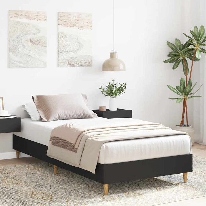 Giroletto senza Materasso-Struttura Letto Nero 90x200 cm in Legno Multistrato