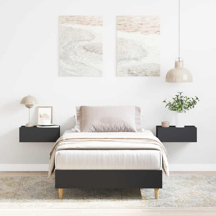 Giroletto senza Materasso-Struttura Letto Nero 90x200 cm in Legno Multistrato