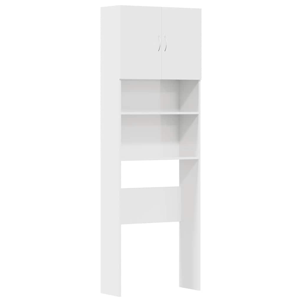 Mobile Lavatrice Bianco Lucido 64x24x190cm in Legno Multistrato 861117