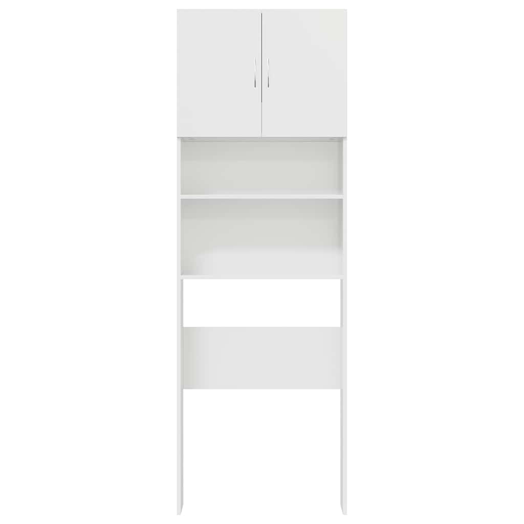 Mobile Lavatrice Bianco Lucido 64x24x190cm in Legno Multistrato 861117