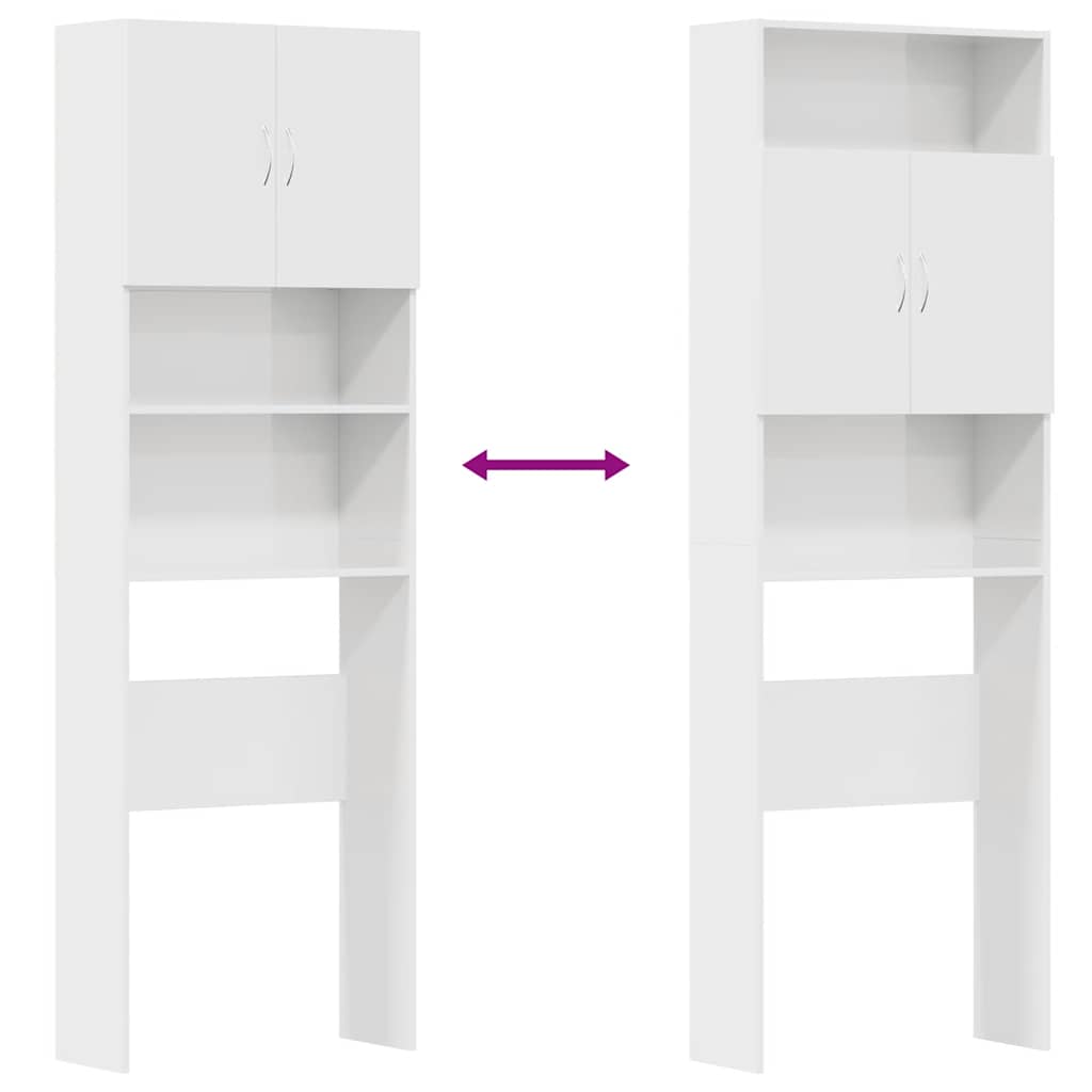 Mobile Lavatrice Bianco Lucido 64x24x190cm in Legno Multistrato 861117