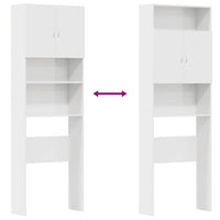 Mobile Lavatrice Bianco Lucido 64x24x190cm in Legno Multistrato 861117