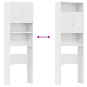 Mobile Lavatrice Bianco Lucido 64x24x190cm in Legno Multistrato 861117