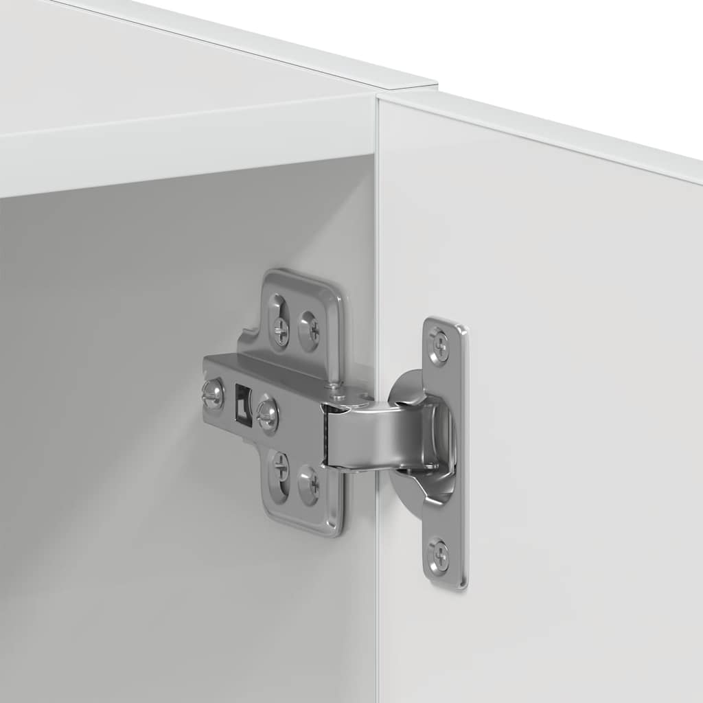 Mobile Lavatrice Bianco Lucido 64x24x190cm in Legno Multistrato 861117