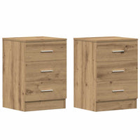 Comodini 2 pz-Set di 2 Tavolino da notte Rovere Artigianale 38x35x55 cm Legno Multistrato