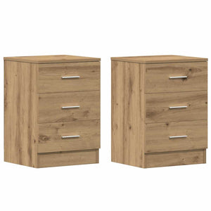 Comodini 2 pz-Set di 2 Tavolino da notte Rovere Artigianale 38x35x55 cm Legno Multistrato
