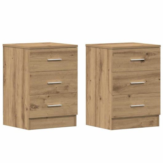 Comodini 2 pz-Set di 2 Tavolino da notte Rovere Artigianale 38x35x55 cm Legno Multistrato