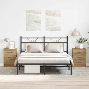 Comodini 2 pz-Set di 2 Tavolino da notte Rovere Artigianale 38x35x55 cm Legno Multistrato