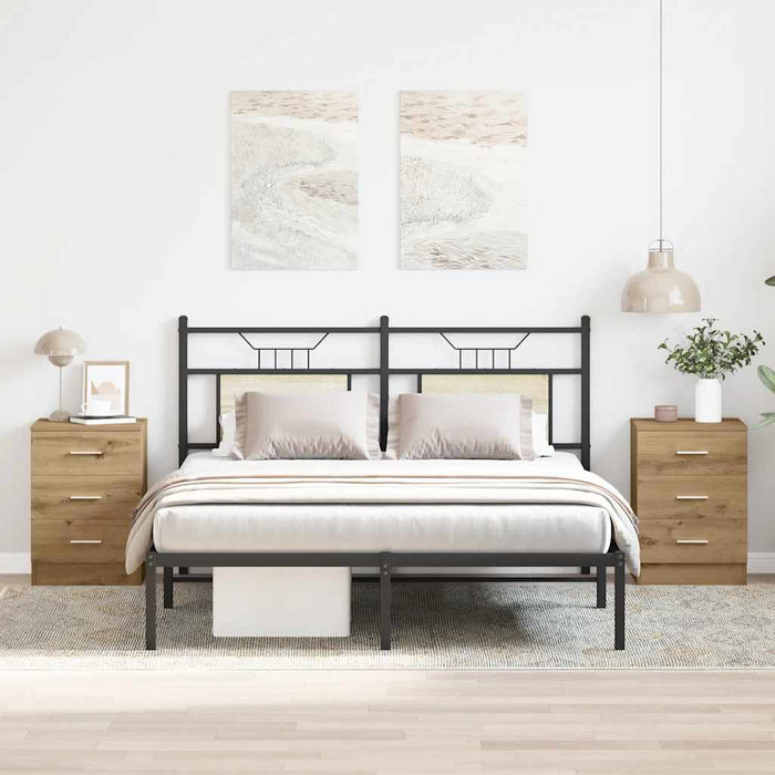 Comodini 2 pz-Set di 2 Tavolino da notte Rovere Artigianale 38x35x55 cm Legno Multistrato