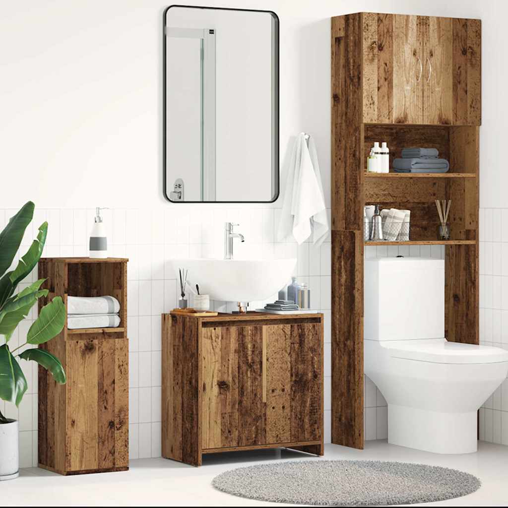 Mobile Lavabo Bagno-Armadietto da bagno Legno Antico 60x33x60 cm Legno Multistrato 686079