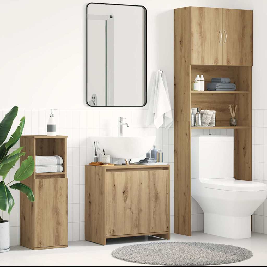 Mobile Lavabo Bagno Rovere Artigianale Legno Multistrato 861146