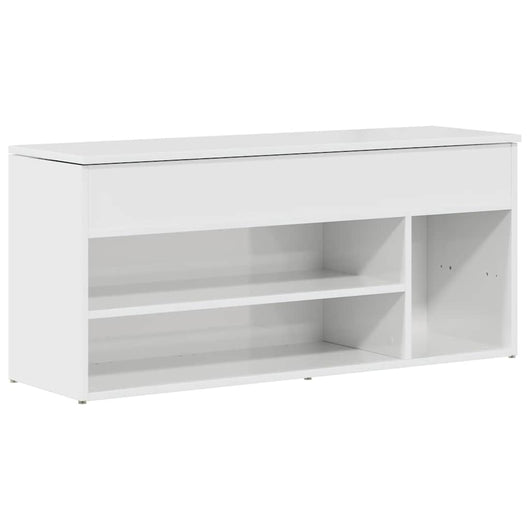 vidaXL Panca Porta Scarpe Bianco Lucido 102x30,5x45 cm Truciolato