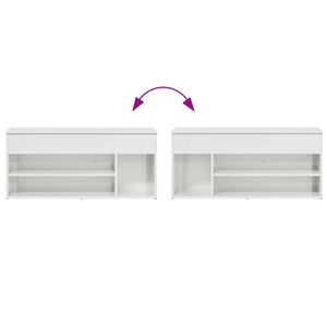 Panca Porta Scarpe Bianco Lucido 102x30,5x45 cm Truciolato 861149