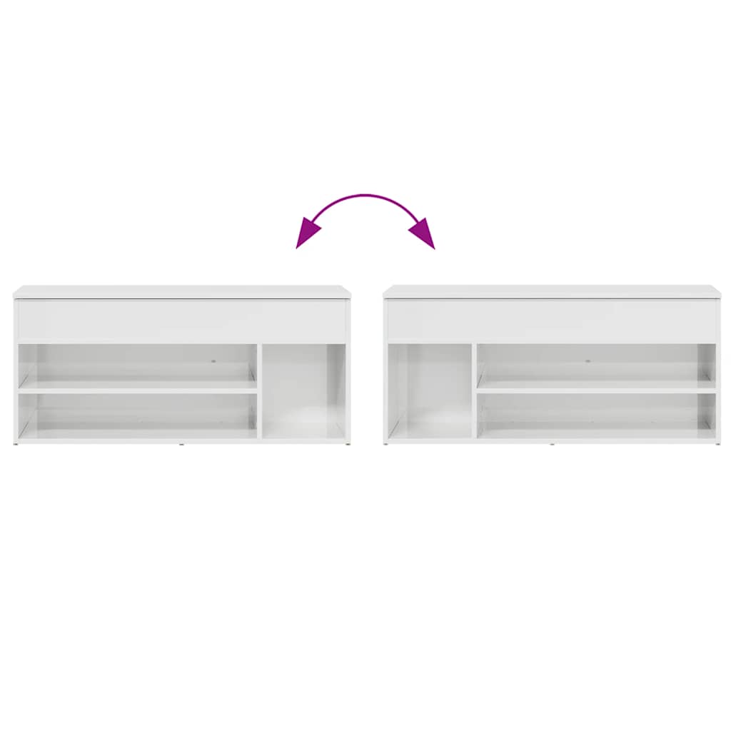 vidaXL Panca Porta Scarpe Bianco Lucido 102x30,5x45 cm Truciolato