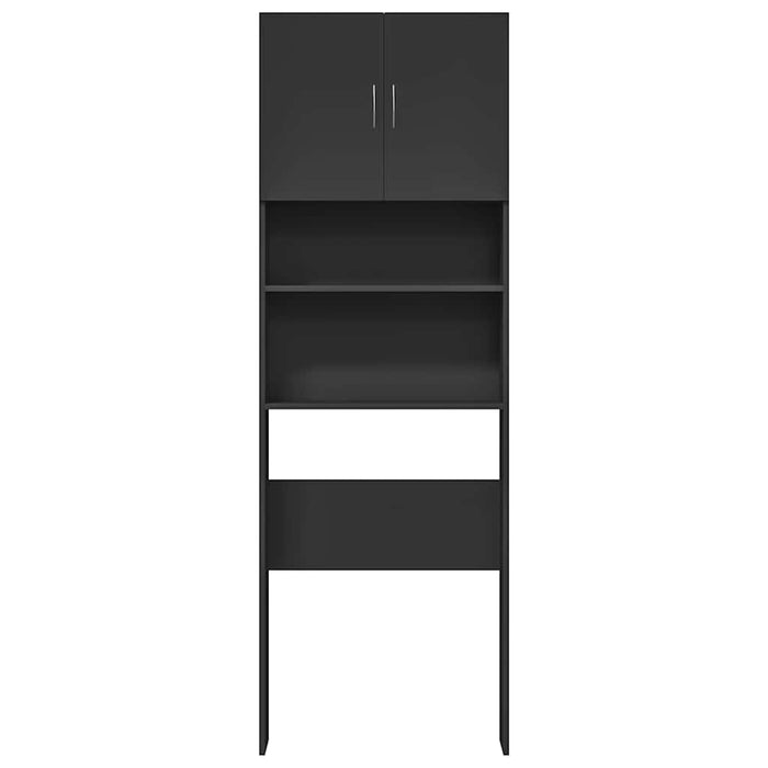 Mobile Lavatrice Nero 64x24x190 cm in Legno Multistrato