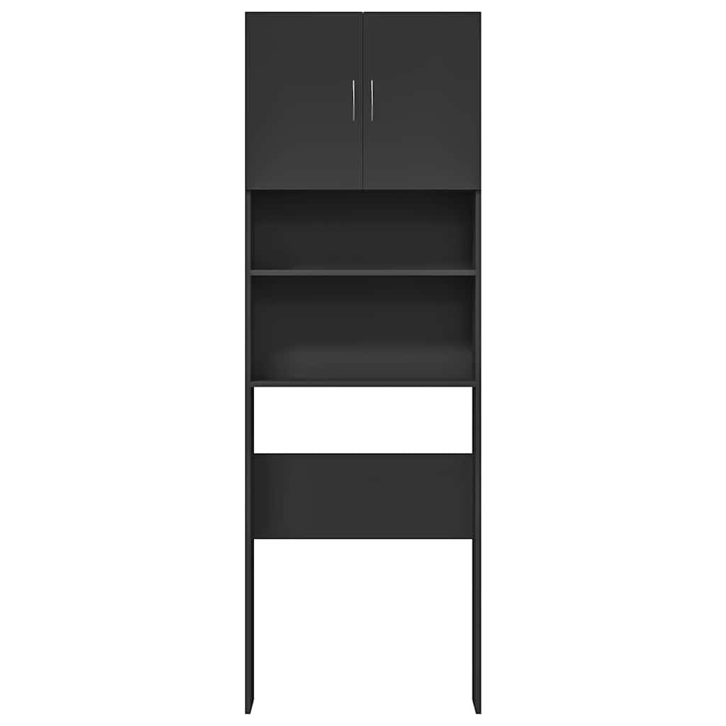 Mobile Lavatrice Nero 64x24x190 cm in Legno Multistrato 862390