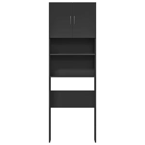 Mobile Lavatrice Nero 64x24x190 cm in Legno Multistrato 862390