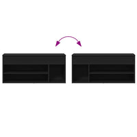 Panca Porta Scarpe Nera 102x30,5x45 cm in Legno Multistrato 862704