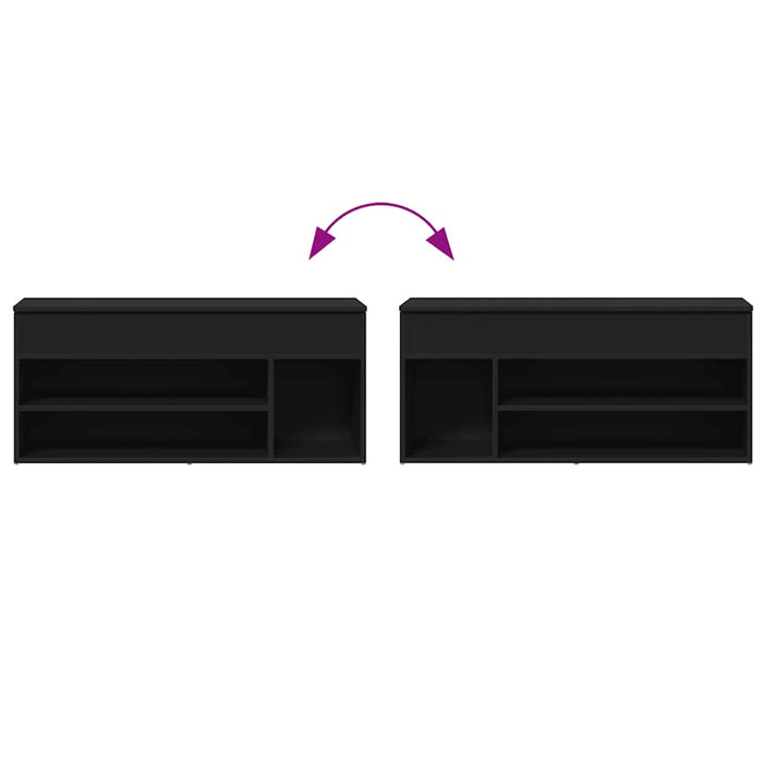 Panca Porta Scarpe Nera 102x30,5x45 cm in Legno Multistrato