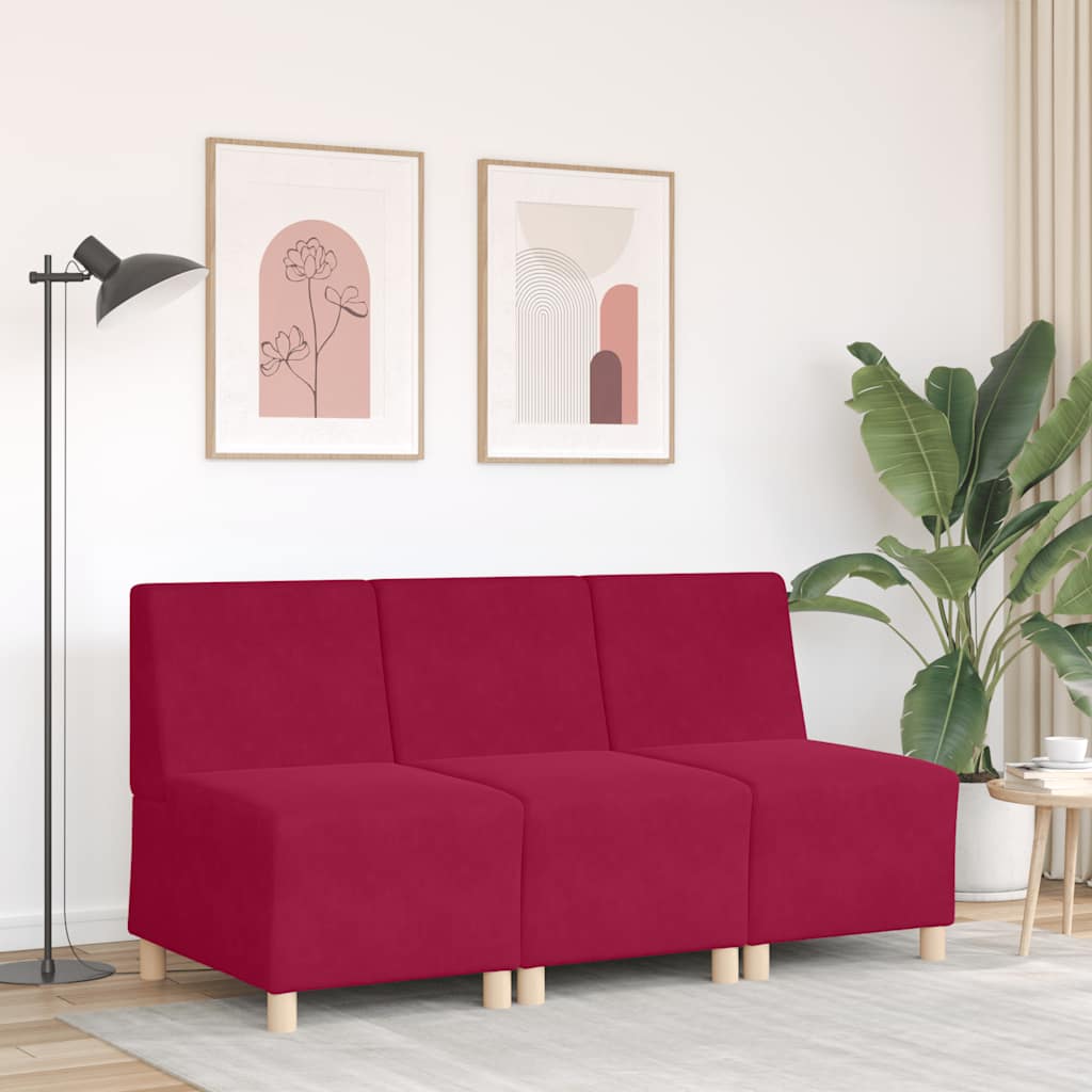Divano componibile senza braccioli-Sofa Modulare-Divanetto rosso vino 55 cm in velluto