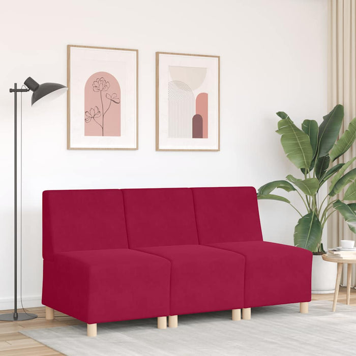 Divano componibile senza braccioli-Sofa Modulare-Divanetto rosso vino 55 cm in velluto