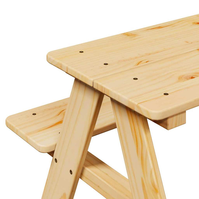 Tavolo per Bambini con Panche IRUN 90x79,5x50 cm Legno Massello 42000163