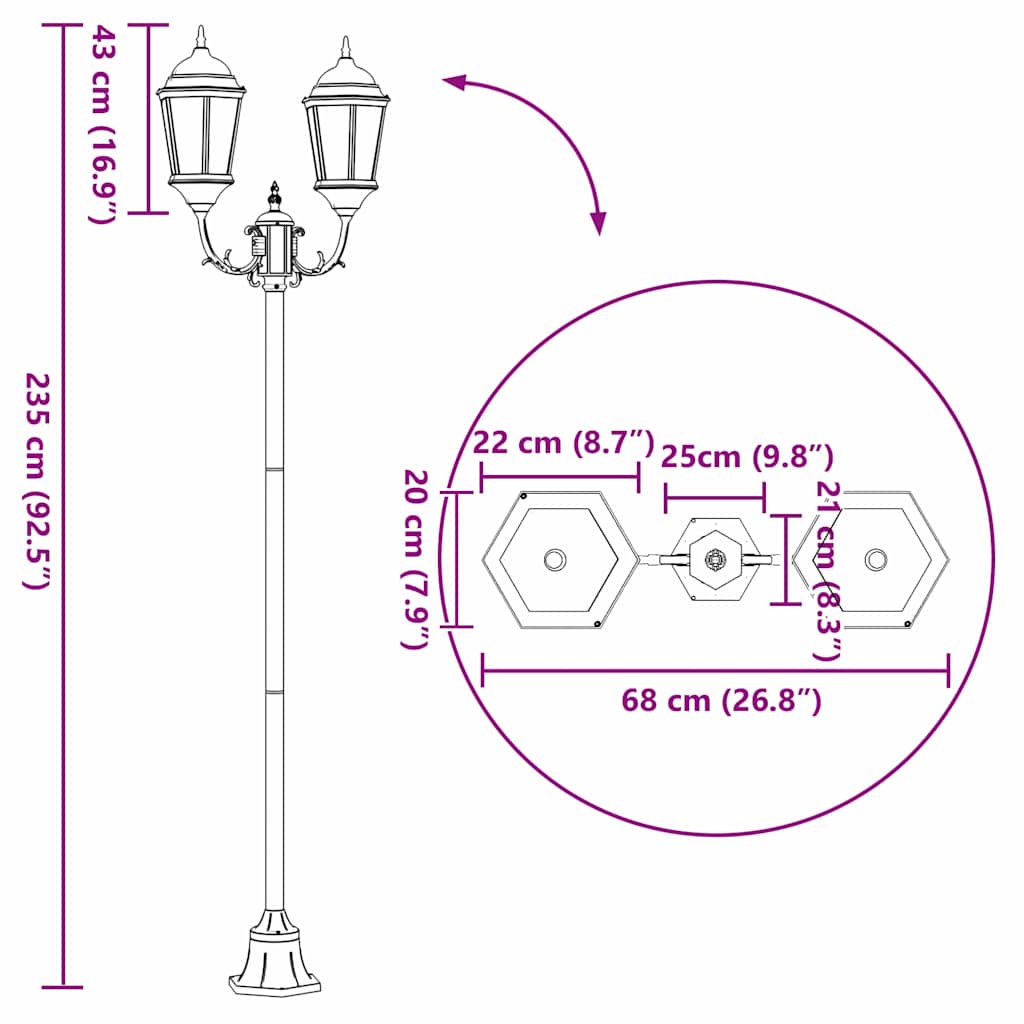 Posto Luce da Giardino Verde Scuro Alluminio e Vetro 42000342