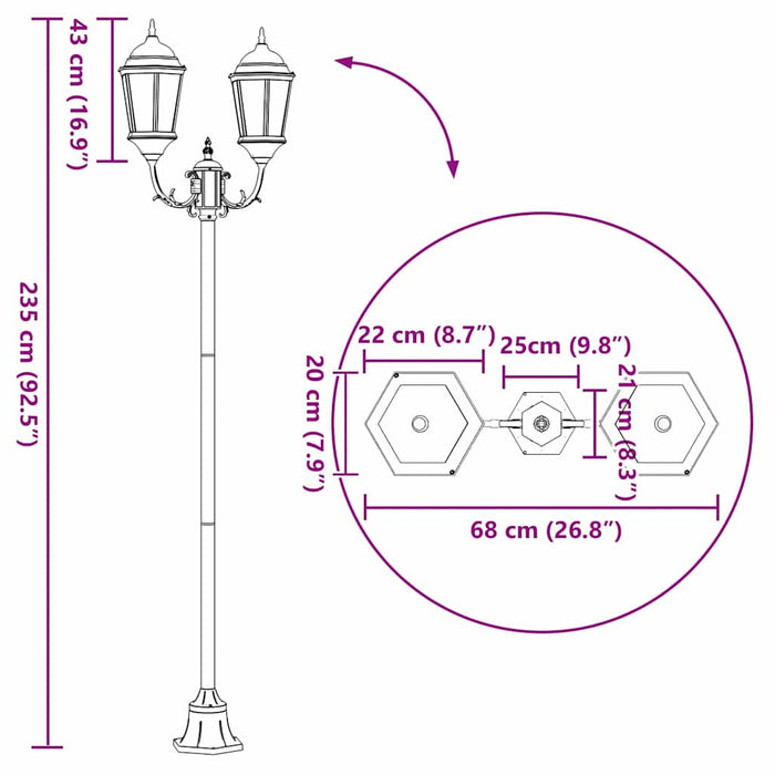 Posto Luce da Giardino Verde Scuro Alluminio e Vetro 42000342
