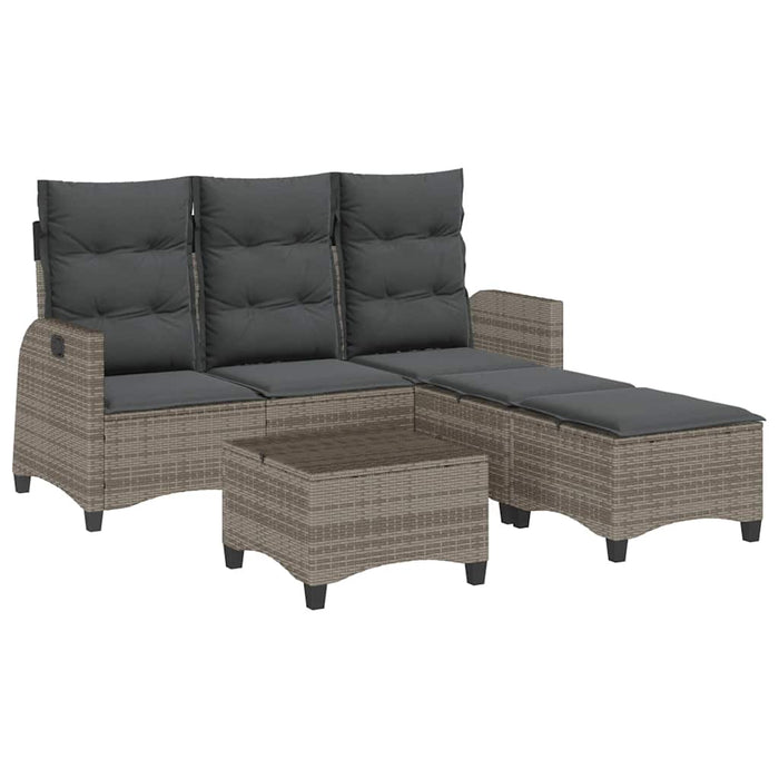 vidaXL Set Divani da Giardino 3 pz con Cuscini a L Grigio Polyrattan